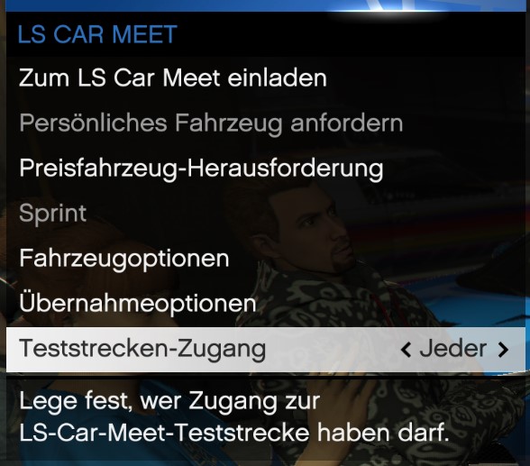 Menu di interazione di LS Car Meet