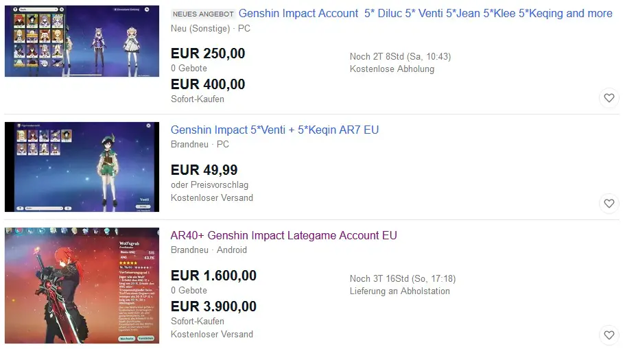 Genshin Impact Offerte eBay