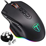 Mouse da gioco Holife, mouse per PC 7200 DPI con illuminazione RGB / 8 pulsanti programmabili / pulsanti di fuoco Mouse da gioco cablato con sensore ottico per giocatore professionista (nero)