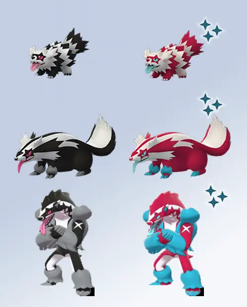 Pokémon GO Shiny Galar Zigzachs Geradaks Barrikadax