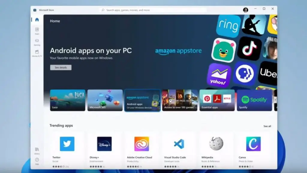 Windows Store con app Android.