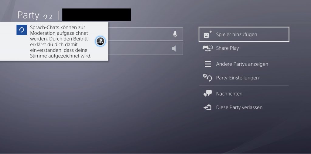 Pop-up Sony Party Language per PS4