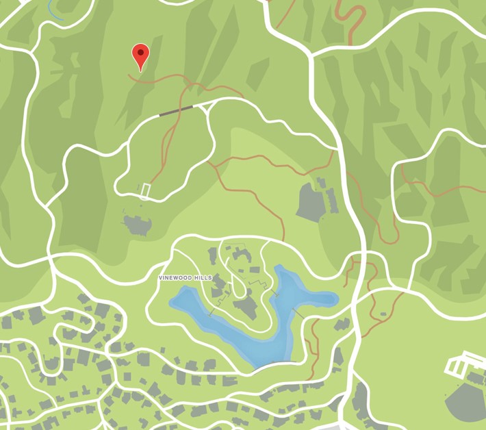 Mappa di GTA Online Caccia al tesoro Vinwood Hills