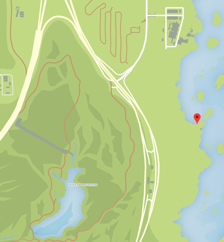 Mappa delle montagne Tataviam alla ricerca del tesoro di GTA Online