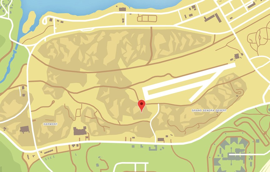 Mappa del deserto dell'aeroporto di caccia al tesoro di GTA Online