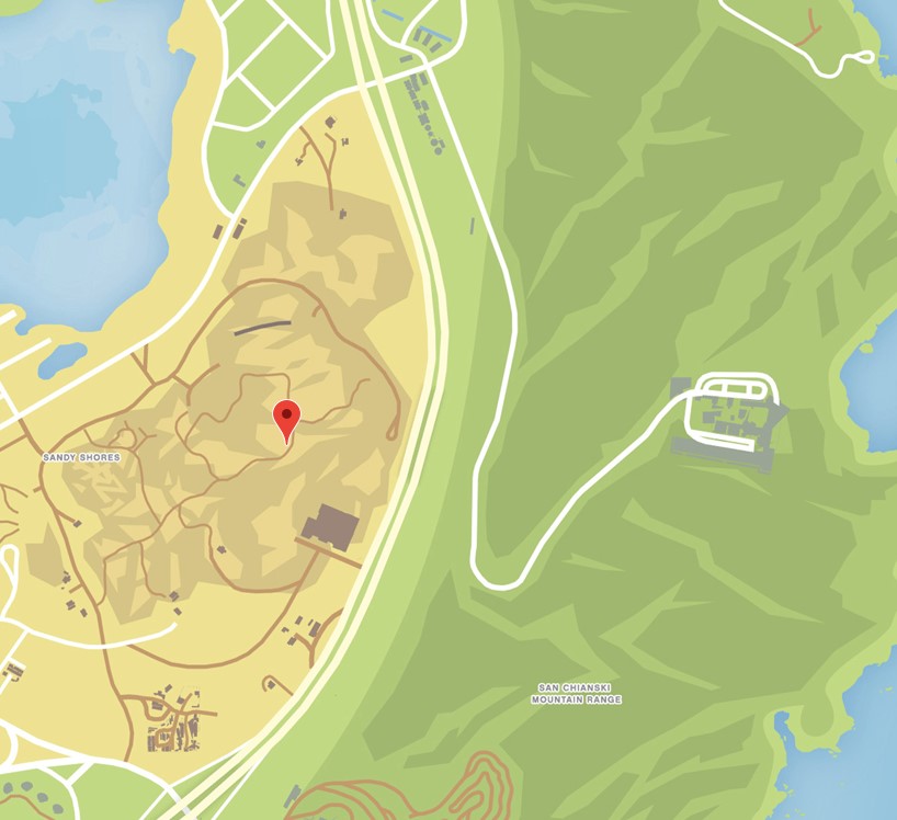 Mappa di GTA Online Caccia al tesoro Sandy Shores 2