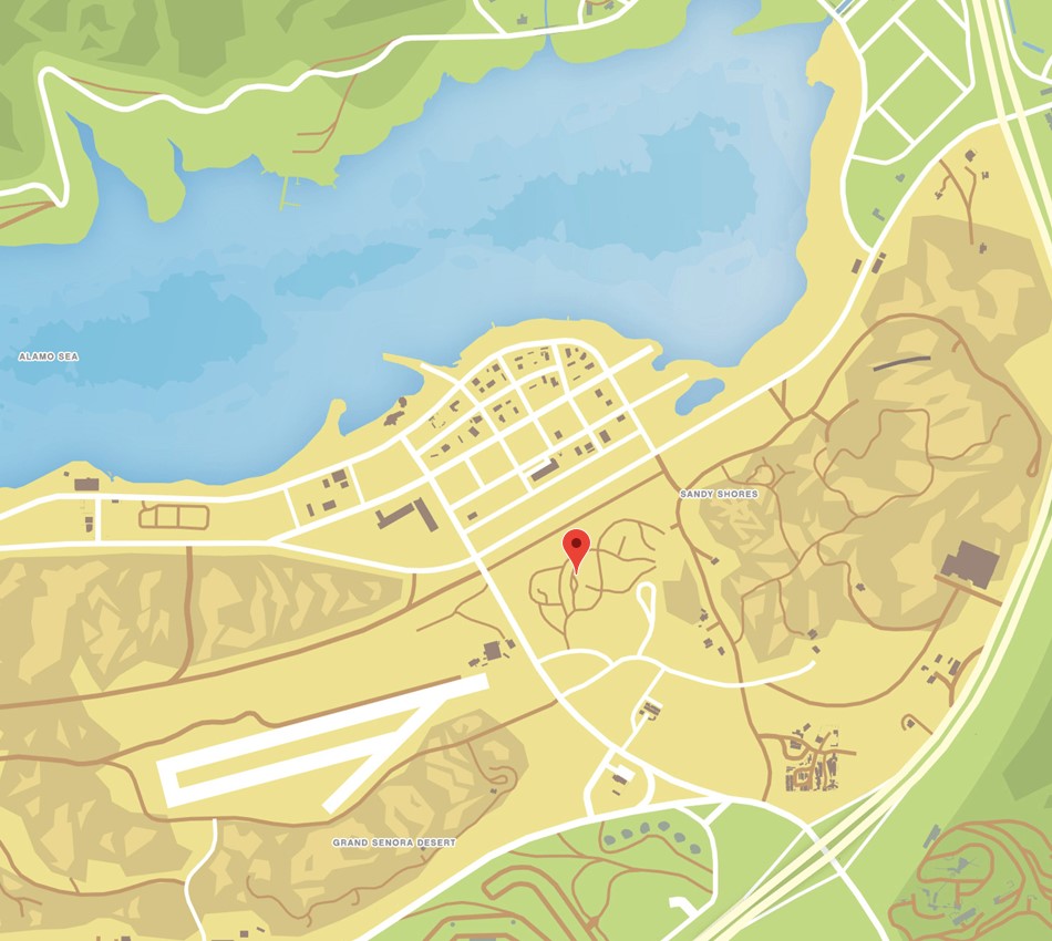 Mappa di GTA Online Caccia al tesoro Sandy Shores 3