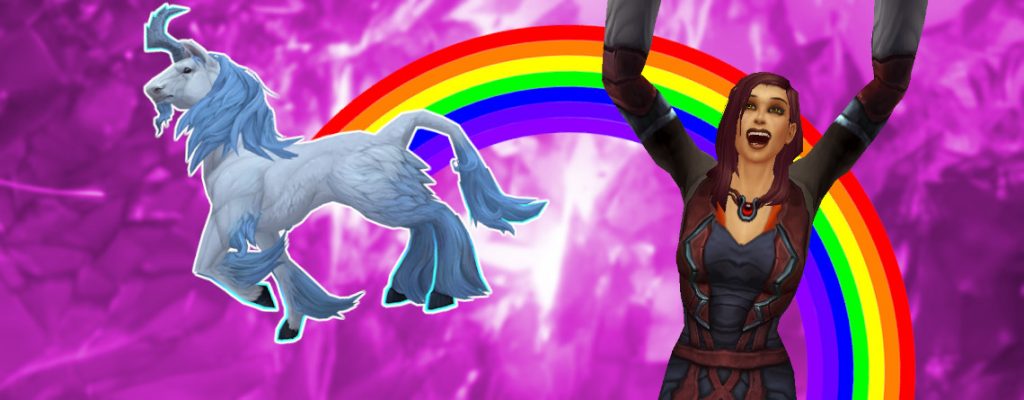 WoW Monohorn Unicorn Rainbow Cheer titolo femminile umano 1140x445