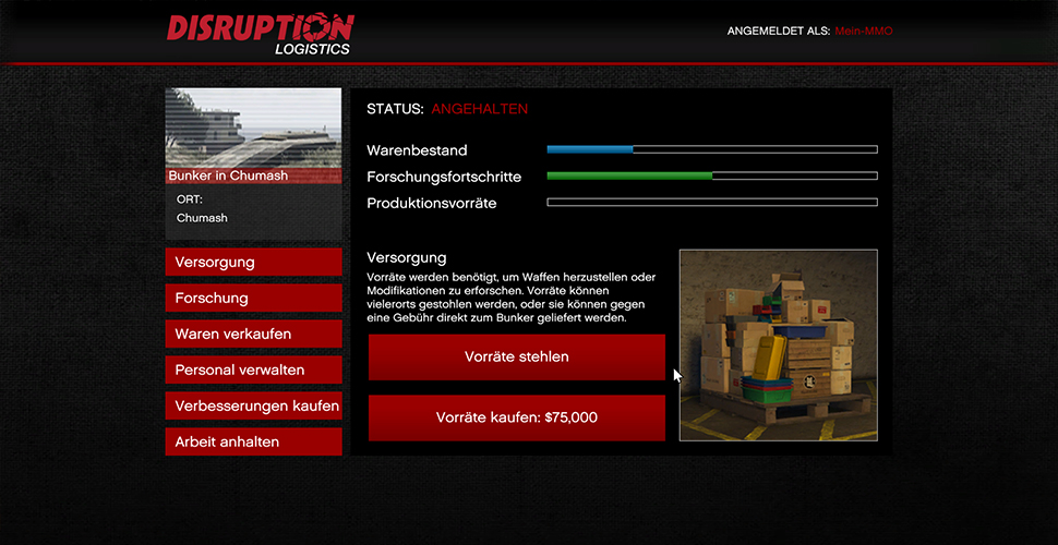 Forniture per bunker da GTA 5 Online