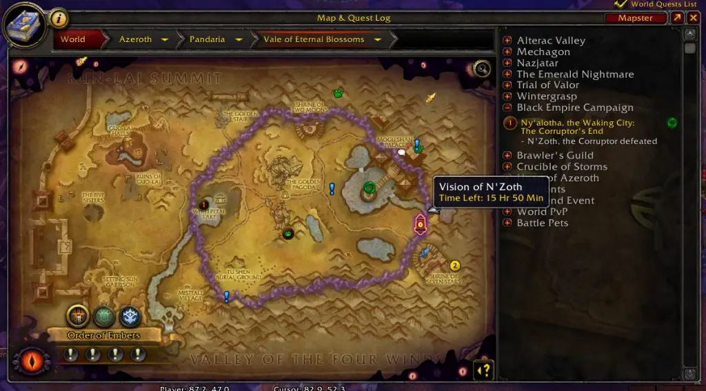 visione di World of Warcraft di nzoth sulla mappa