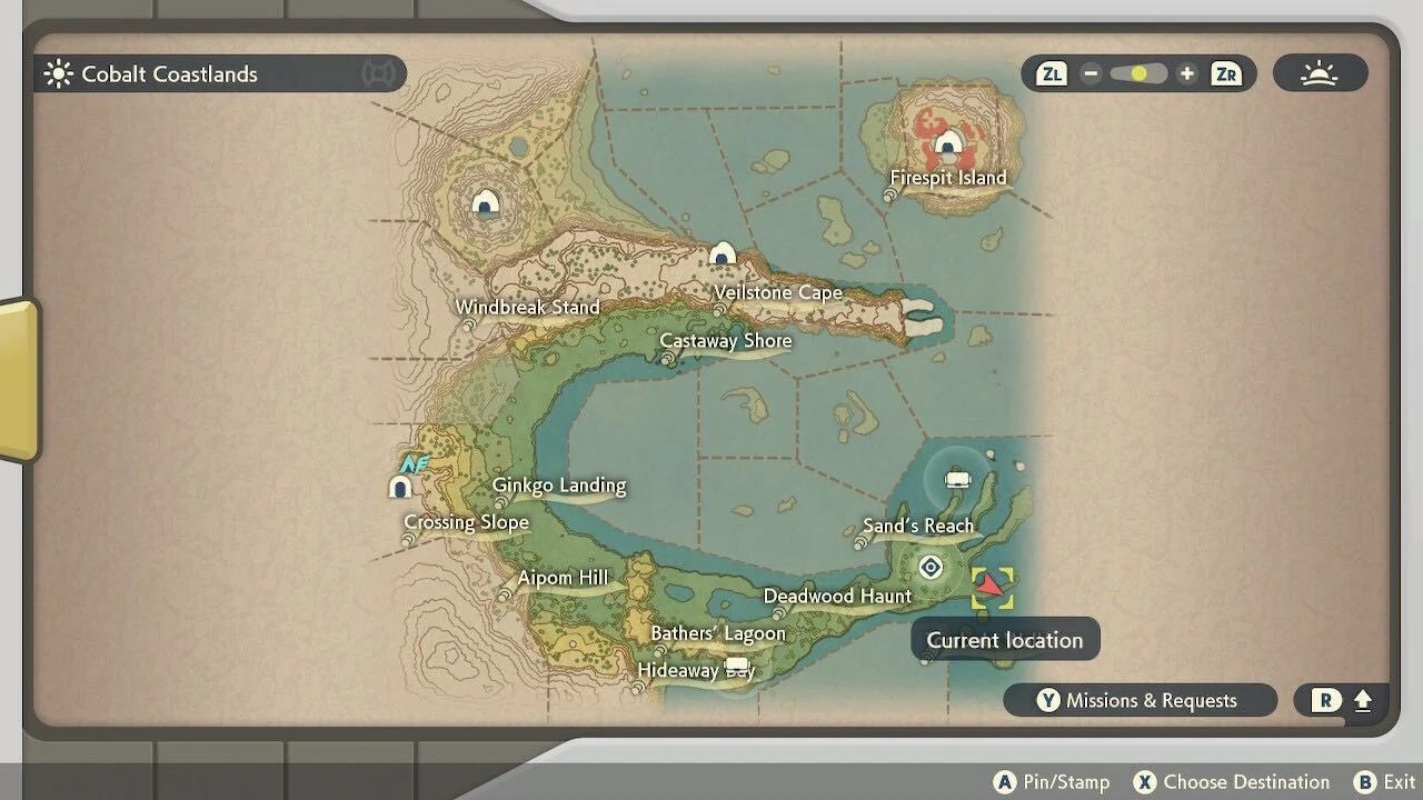 Mappa della posizione di Arceus Yorrich da Pokemon Legends