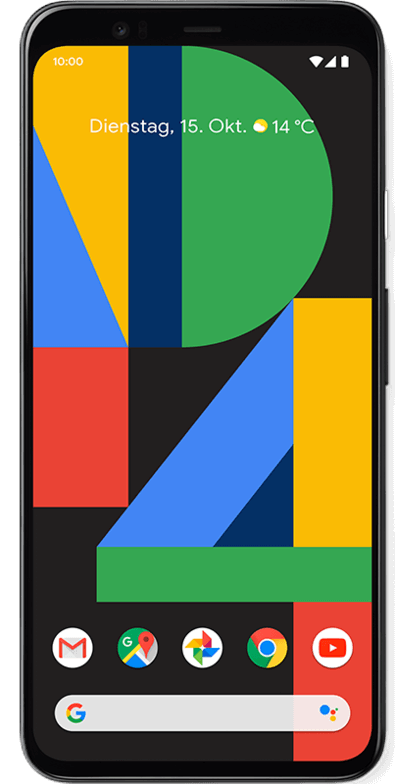 Vista frontale di Google Pixel 4