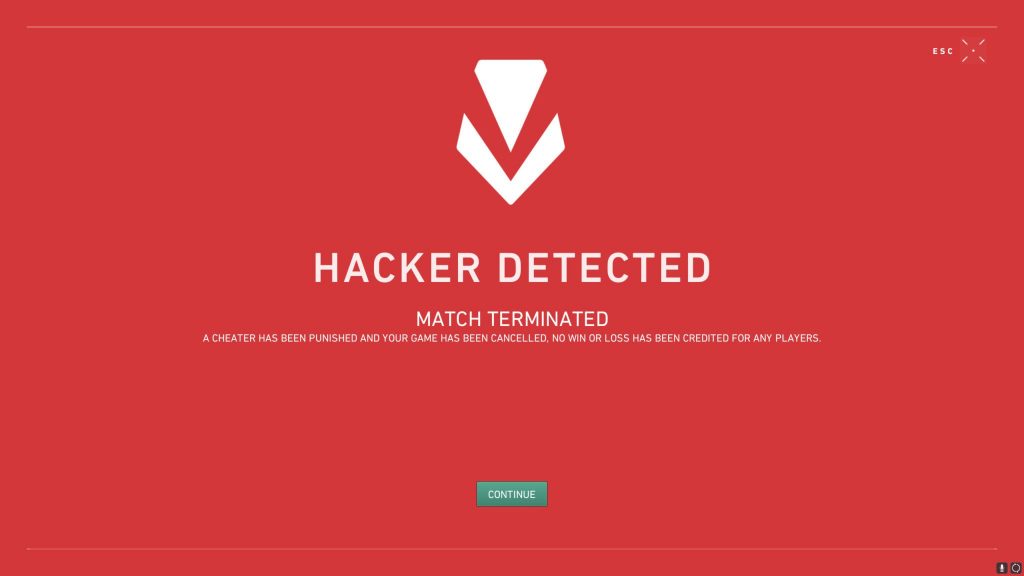 Rilevato hacker valoroso Vanguard